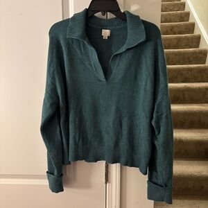 a new day Super Soft Teal Cropped V-Neck Sweater